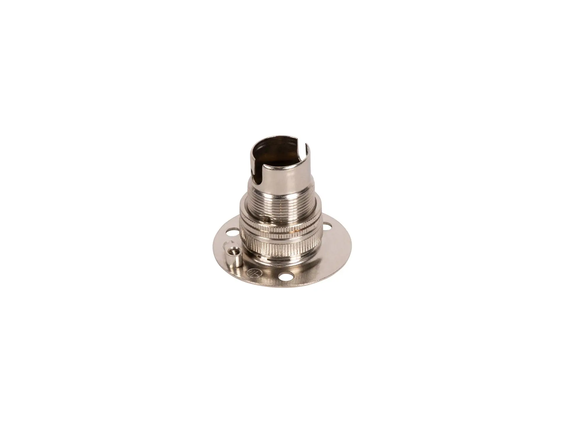 Fitting B15d nikkel doorlopend met fitting ring en montageplaat