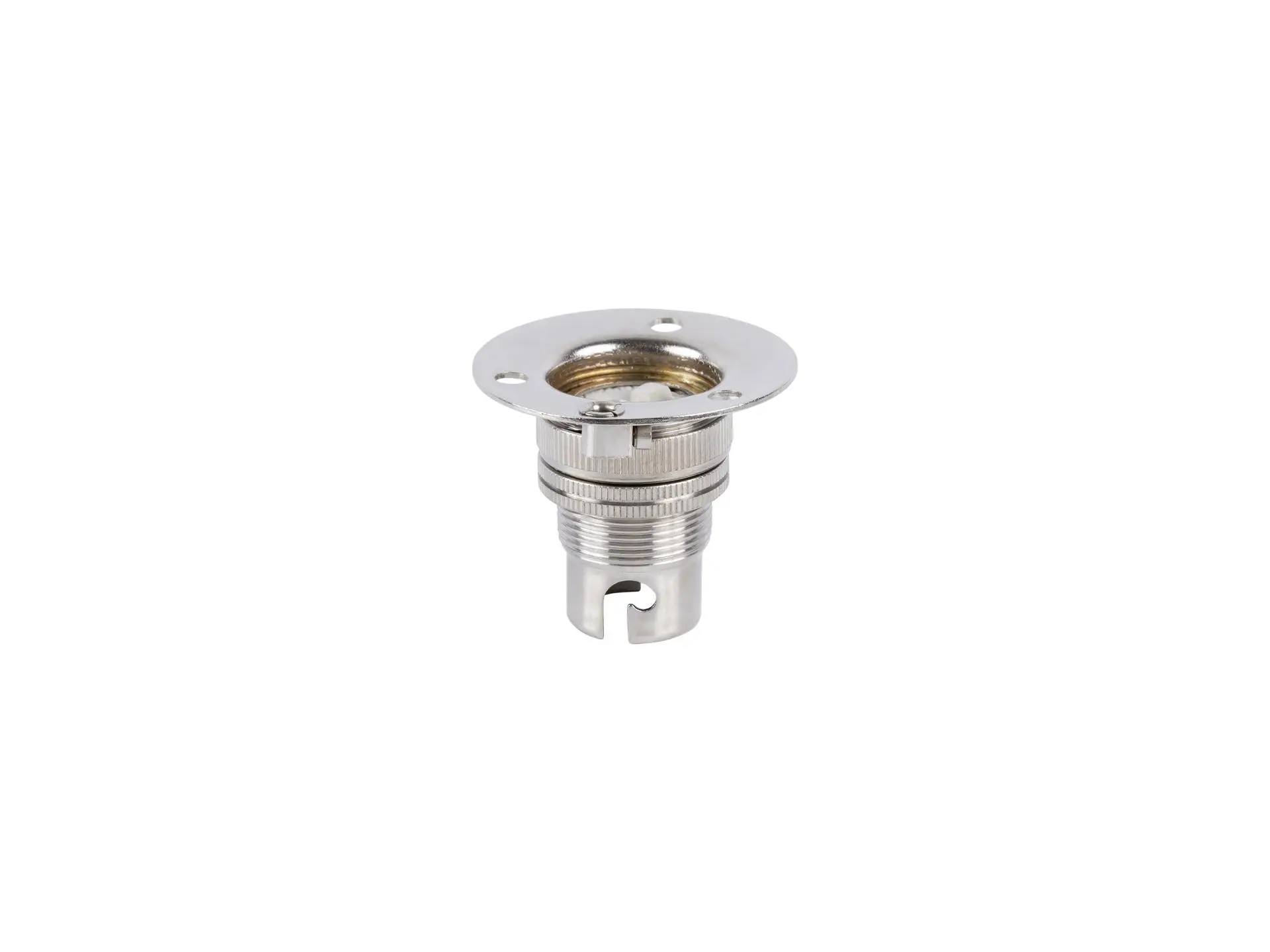 Fitting B15d nikkel doorlopend met fitting ring en montageplaat