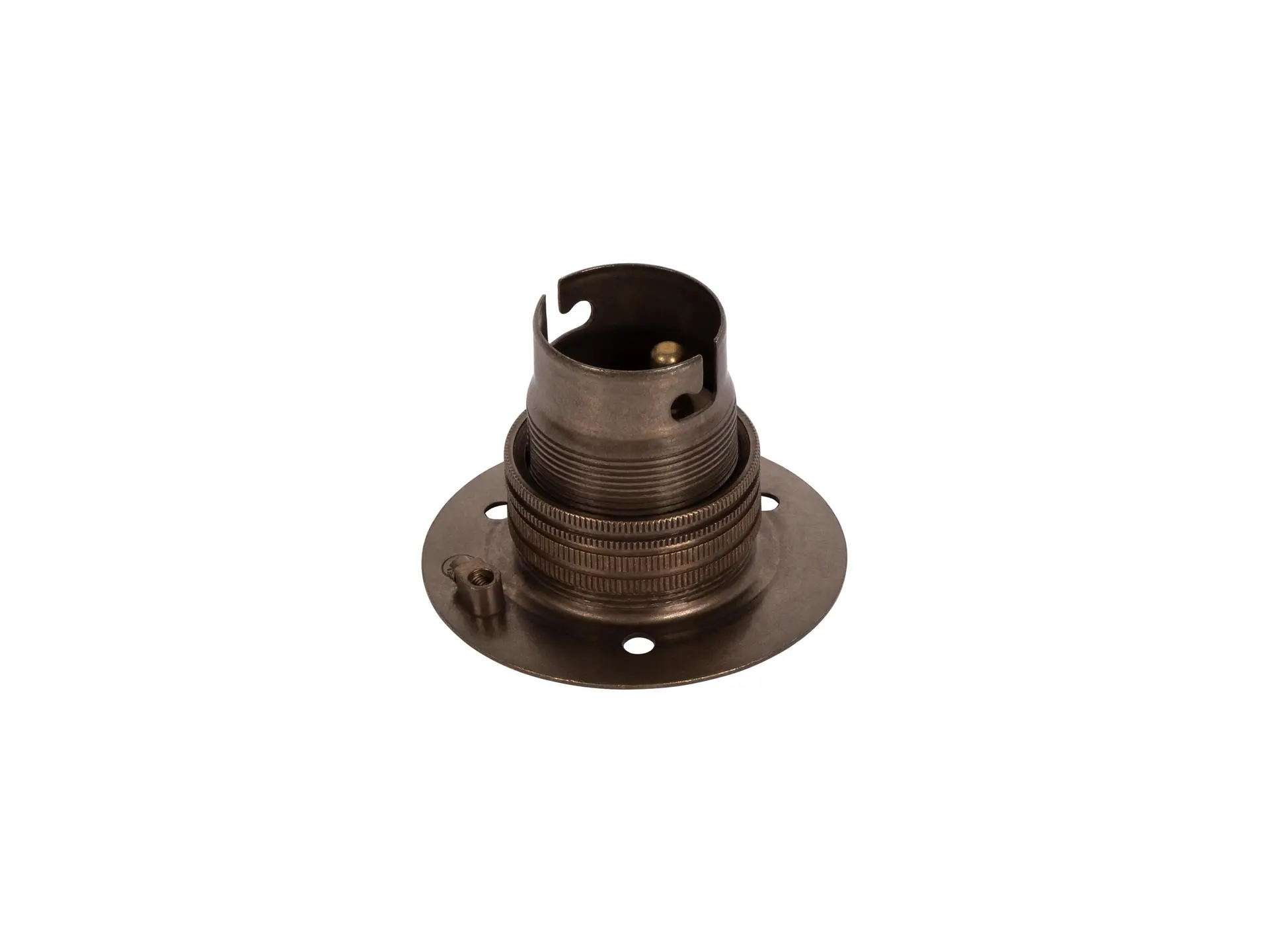 Fitting B22d Engels messing doorlopend met fitting ring en montageplaat