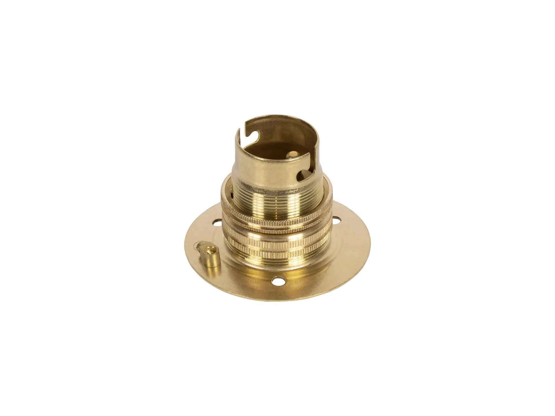 Fitting B22d messing doorlopend met fitting ring en montageplaat