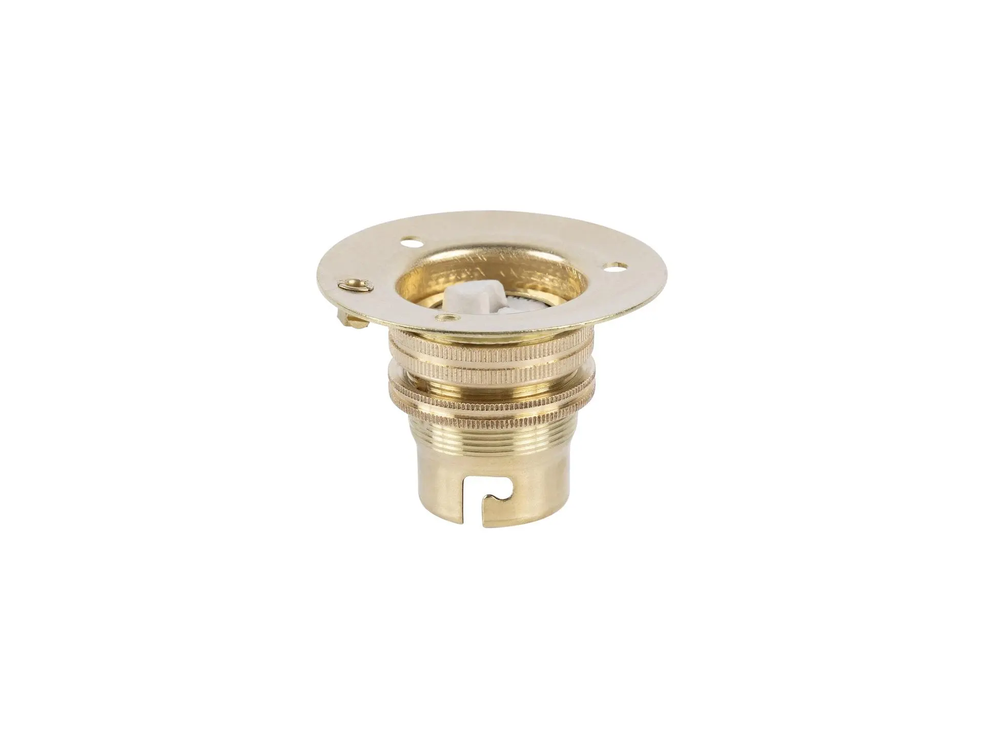 Fitting B22d messing doorlopend met fitting ring en montageplaat