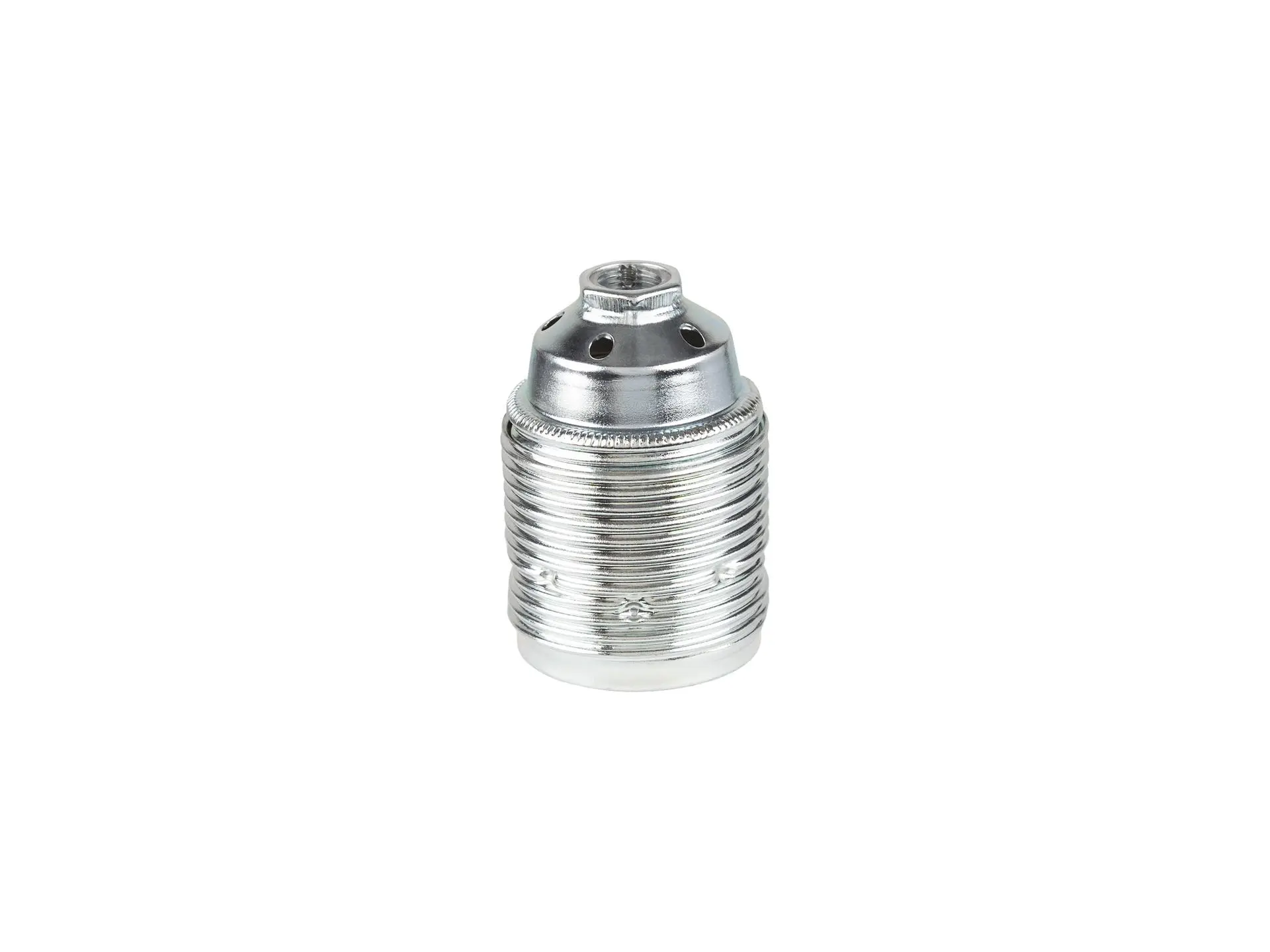 Metalen fitting E27 chroom kleur doorlopende mantel