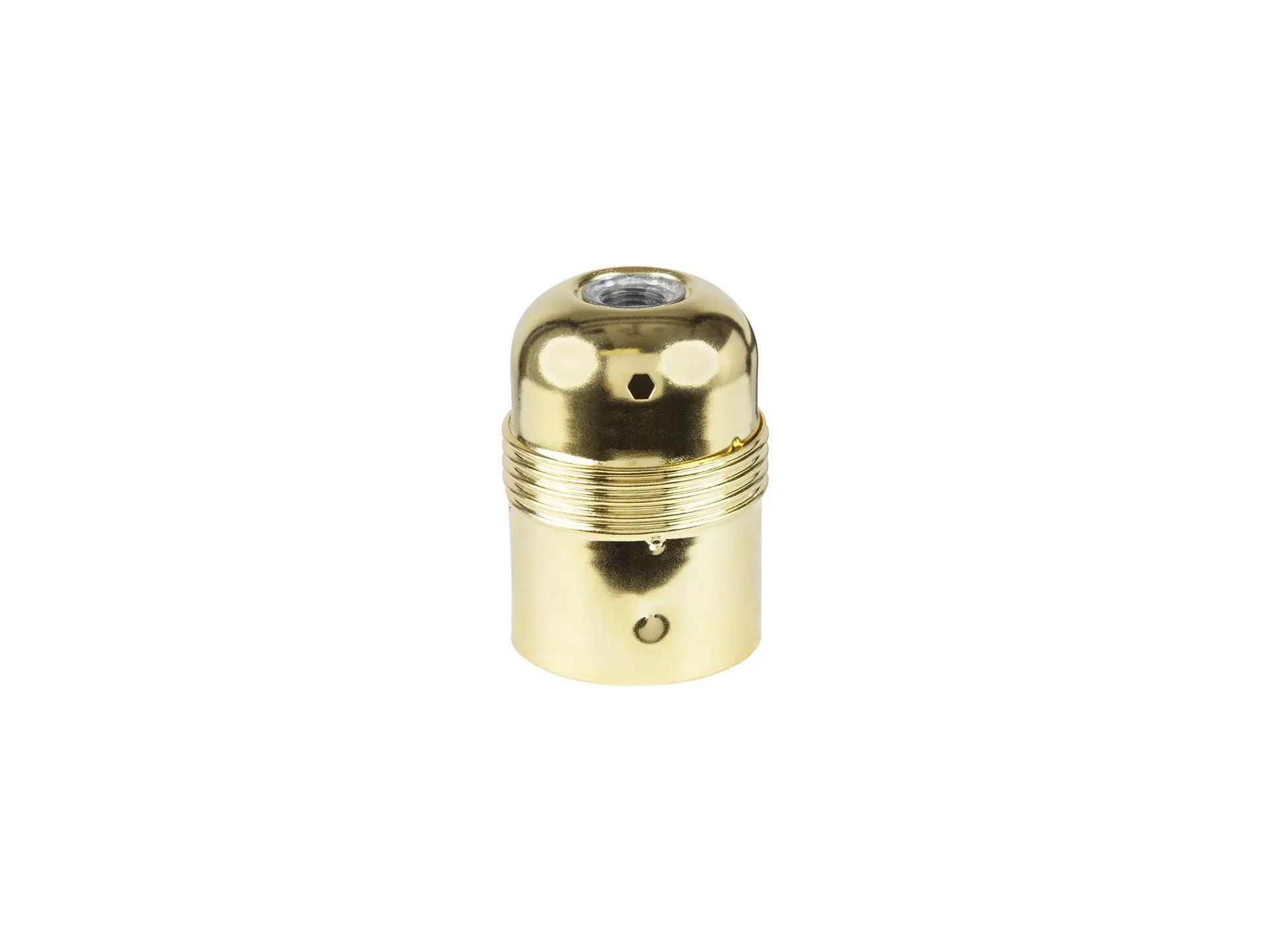 Metalen fitting E27 messing glans gladde mantel met aarde aansluiting
