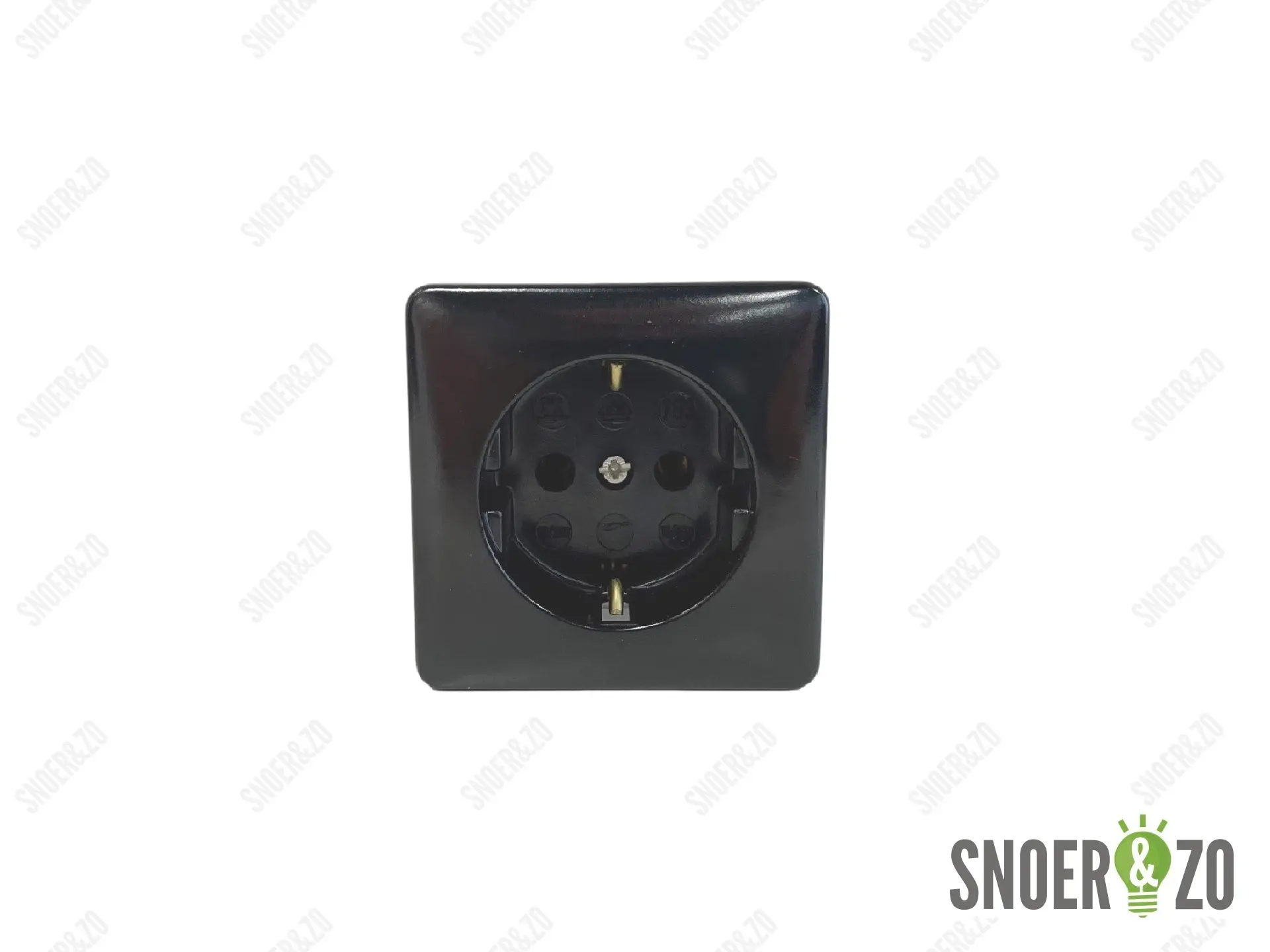 Opbouw wandcontactdoos zwart 1 voud met randaarde