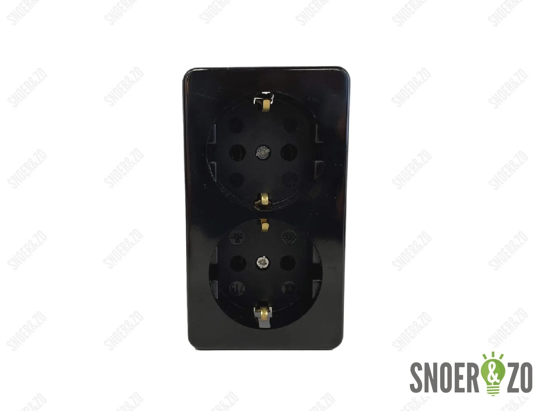 Opbouw wandcontactdoos zwart 2 voudig met randaarde