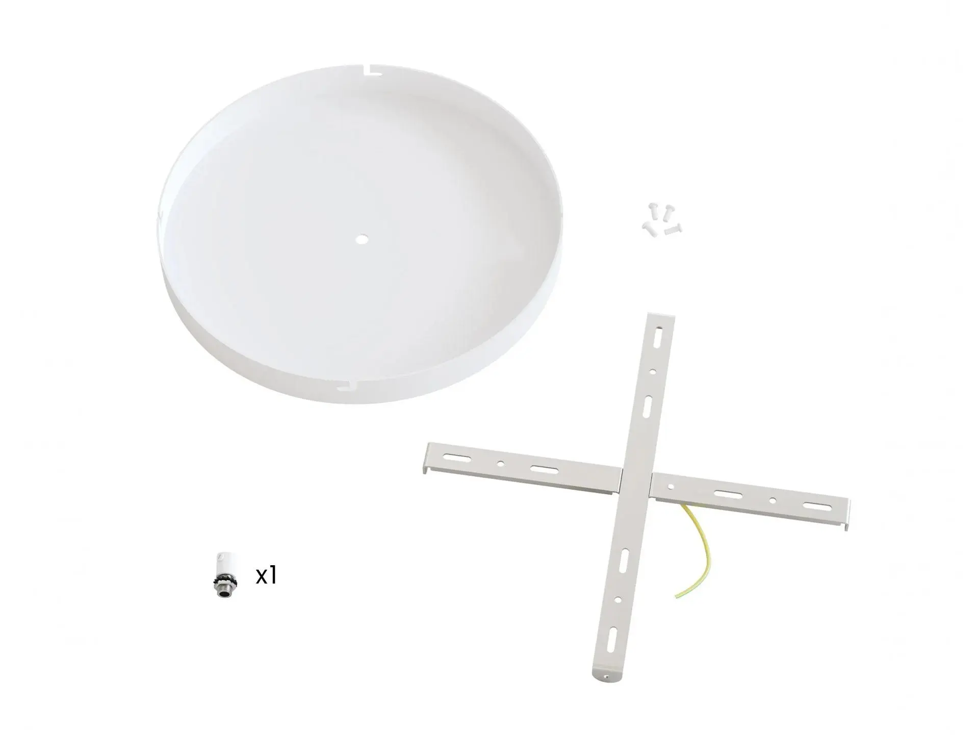 Plafondkap metaal plat model - wit - 30 cm met beugel