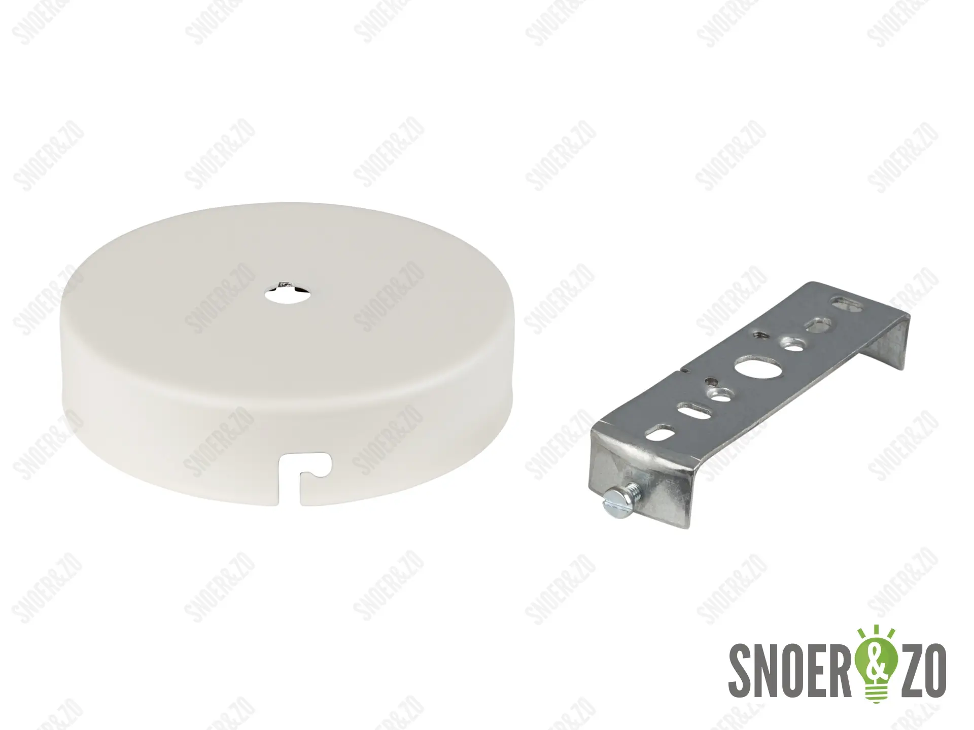 Plafondkap metaal plat wit met beugel