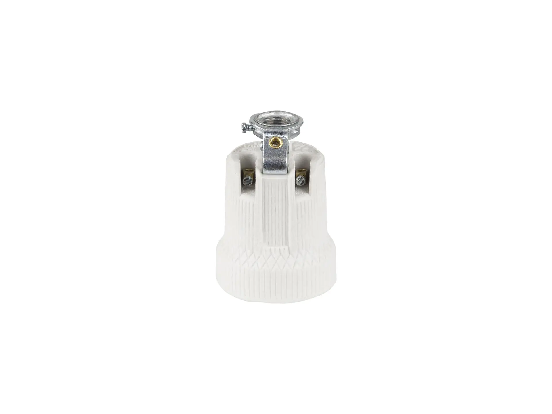 Porselein fitting E27 met montagebeugel M10x1 met aarde aansluiting