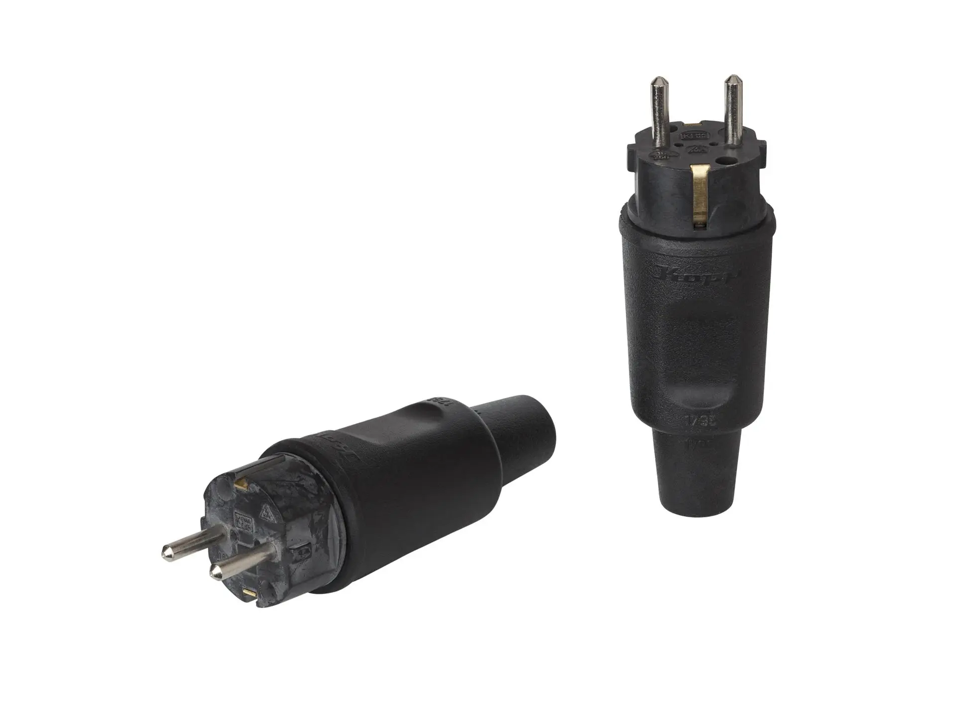 Stekker met randaarde IP44 - model 1795 - rubber zwart