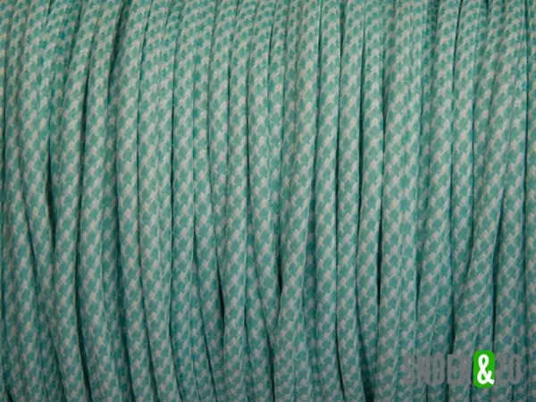 Turquoise met wit strijkijzersnoer - mix motief - 2 aderig