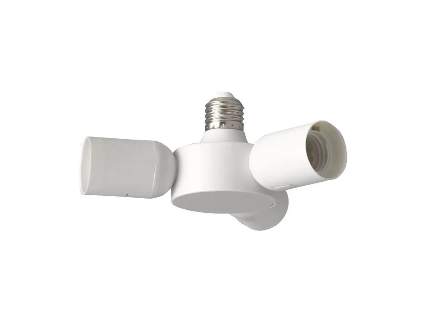 Verloop fitting van E27 naar 3 x E27 fitting wit