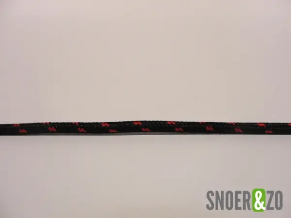 Zwart met rood strijkijzersnoer - flex motief - 2 aderig
