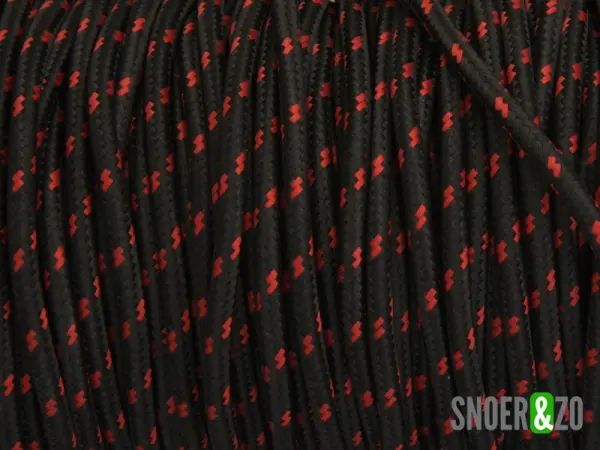 Zwart met rood strijkijzersnoer - flex motief - 2 aderig