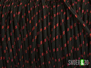 Zwart met rood strijkijzersnoer - flex motief - 2 aderig