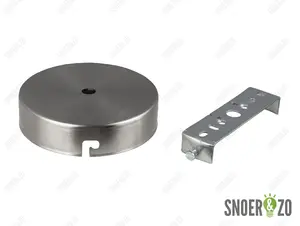 Plafondkap metaal plat geborsteld nikkel (RVS look) met beugel