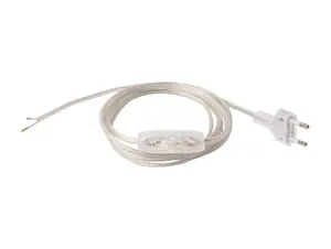 Aansluitsnoer met stekker en snoerschakelaar - 2x0.75mm² - 200 cm - transparant