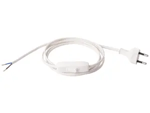 Aansluitsnoer met stekker en snoerschakelaar - 2x0.75mm² - 170 cm - wit