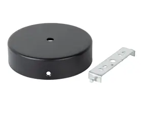 Plafondkap metaal plat model 12.5 cm zwart met beugel