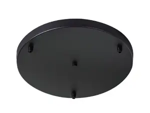 Plafondkap metaal plat zwart met 3 gaten en beugel - XL - 35cm