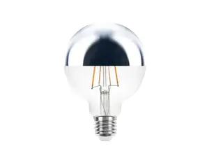 SPL LED filament globe 95mm kopspiegellamp 7W E27 zilver dimbaar