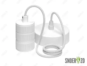Calex retro snoerpendel E27 150cm mat wit