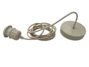 Snoerpendel E27 sand-beige - 300 cm - met plafondkap