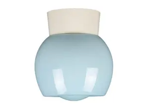 Thabur plafonnière knop blauw met witte houder