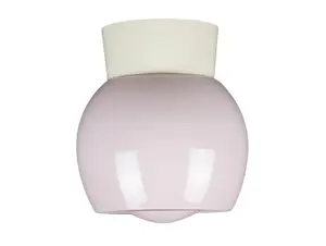Thabur plafonnière knop roze met witte houder